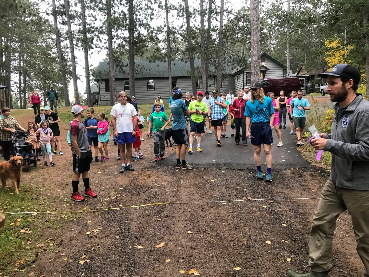 Runners and walkers prepare to start the free Forestry Center 5k held the first Tuesday of October each year. 